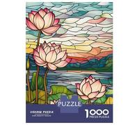 Puzzle Da 1000 Pezzi Per Adolescenti Lotus Flowers Stained Glass Puzzle Per Adulti Gioco Pratico Decorazione Murale Regali Per Amici E Familiari 70x50cm/1000pcs