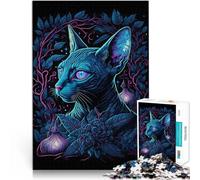 Puzzle da 1000 pezzi per adolescenti Luce Nera Gatto 17 Difficile da completare ma divertente e umoristico Decorazione d'arte per la casa 38x26cm