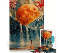 Puzzle da 1000 pezzi per adolescenti,Luna di Sangue,Cascata,Sogno,Giunzioni lisce,Divertimento,Gioco di Mente,Regalo,Gioco Rilassante,Arte per il Tempo Libero di Natale 50x75cm