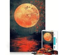 Puzzle da 1000 pezzi per adolescenti,Luna di sangue sull'acqua,con incastri lisci,divertente,gioco di logica,regalo,gioco rilassante,arte per il tempo libero natalizio 38x26cm