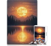 Puzzle da 1000 pezzi per adolescenti Luna piena sul lago di montagna Giocattoli Giochi educativi Ma divertenti e umoristici Opera d'arte Regalo Dimensioni 38x26cm