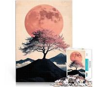 Puzzle da 1000 pezzi per adolescenti Luna rosa e albero di ciliegio in fiore Rompicapo per Giocattoli per la decorazione della casa 52x38cm