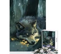 Puzzle da 1000 pezzi per adolescenti Lupo addormentato nella foresta Giocattolo Decorazione da parete Regalo per compleanni Gioco per famiglie Allena il tuo cervello e le tue mani Dimensioni 50x75cm