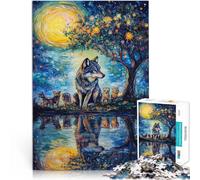 Puzzle da 1000 pezzi per adolescenti Lupo al chiaro di luna Antistress Vacanza in patria Uccidere il tempo Un'opera d'arte 50x70cm
