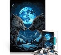Puzzle da 1000 pezzi per adolescenti lupo al chiaro di luna vintage Gioco a quiz Ogni pezzo è unico - Gioco divertente e stimolante per tutta la famiglia 52x38cm