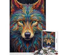 Puzzle da 1000 pezzi per adolescenti Lupo al neon giochi rilassanti ma divertenti e spiritosi giocattoli fai da te regali per amici e familiari (50x75cm)