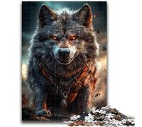 Puzzle da 1000 pezzi per adolescenti Lupo al tramonto Difficile da completare ma divertente e umoristico, con poster abbinato e foglio di quiz 50x75cm
