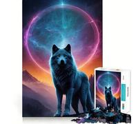 Puzzle da 1000 pezzi per adolescenti,Lupo Astrale,incastro perfetto,gioco di logica,regalo,momento di relax,Natale,svago e arte (38x26cm)