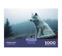 Puzzle da 1000 pezzi per adolescenti, lupo bianco nella foresta nebbiosa, gioco di pensieri, allenamento della memoria, divertimento per la casa, 70 x 50 cm/1000 pezzi