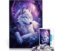 Puzzle da 1000 pezzi per adolescenti Lupo bianco nella foresta Per il divertimento in famiglia Giocattoli per la decorazione della casa 26x38cm