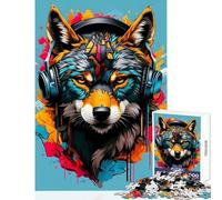 Puzzle da 1000 pezzi per adolescenti,lupo che indossa musica,giocattolo educativo,regalo di compleanno,gioco rompicapo,aiuta il cervello ad allenarsi,dimensioni 38x52cm