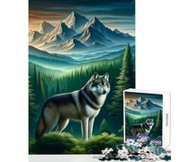 Puzzle da 1000 pezzi per adolescenti lupo che osserva l'alba decorazione per la casa giocattoli opere d'arte regalo giochi rilassanti con pezzi completamente interconnessi di forma casuale 38x52cm