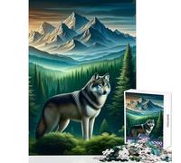 Puzzle da 1000 pezzi per adolescenti lupo che osserva l'alba decorazione per la casa giocattoli opere d'arte regalo giochi rilassanti con pezzi completamente interconnessi di forma casuale 50x75cm