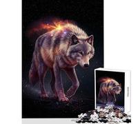 Puzzle da 1000 pezzi per adolescenti Lupo cosmico nella notte stellata Giocattolo Decorazione da parete Regali di Babbo Natale segreto Gioco impossibile Decompressione intellettuale Dimensioni 50x75cm
