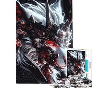 Puzzle da 1000 pezzi per adolescenti Lupo decorato con occhi rossi Puzzle per adulti Gioco pratico Sfida difficile Impegnativo da completare (Dimensioni 38x52cm)