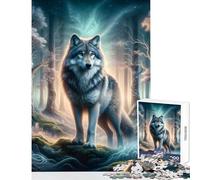 Puzzle da 1000 pezzi per adolescenti,lupo della foresta misteriosa,giocattoli fai da te,regalo di compleanno,giochi per famiglie,con pezzi completamente interconnessi di forma casuale,38x52cm