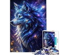Puzzle da 1000 pezzi per adolescenti Lupo di cristallo nello spazio cosmico puzzle per adulti gioco rilassante decorazione perfetta compleanno e Natale (dimensioni 38x26cm)