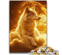 Puzzle da 1000 pezzi per adolescenti Lupo d'oro difficile e impegnativo con poster abbinato e foglio di quiz per età 14 50x75cm