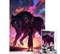 Puzzle da 1000 pezzi per adolescenti lupo e ragazza al tramonto decorazioni per la casa giocattoli idee regalo per giochi educativi allena il tuo cervello e le tue mani dimensioni 50x75cm