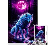 Puzzle da 1000 pezzi per adolescenti Lupo elettrico Luna Animale Giocattolo educativo Ottimi regali e giocattoli Gioco rompicapo Allena il tuo cervello e le tue mani Dimensioni 50x75cm