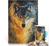Puzzle da 1000 pezzi per adolescenti Lupo in fiamme per il giocattolo di sfida del gioco educativo Migliorare l'amore tra le coppie 75x50cm