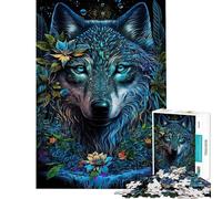 Puzzle da 1000 pezzi per adolescenti lupo in mandala nella giungla puzzle antistress per adulti divertimento in famiglia attività divertenti a casa (dimensioni 38x52cm)
