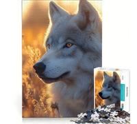 Puzzle da 1000 pezzi per adolescenti: Lupo in un campo dorato al tramonto gioco rilassante antistress intellettuale regalo di compleanno e unico 38x52cm