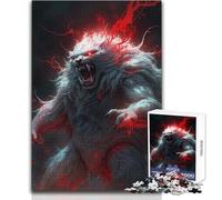 Puzzle da 1000 pezzi per adolescenti, lupo mannaro albino con accenti rossi, rompicapo, giochi per famiglie, decorazione perfetta, giocattolo, decorazione da parete, dimensioni 38x26cm