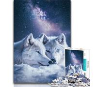 Puzzle da 1000 pezzi per adolescenti "Lupo nella neve" da 1000 pezzi per adolescenti, per ammazzare il tempo durante le vacanze a casa, con poster abbinato e foglio di quiz (dimensioni 75x50cm)