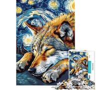 Puzzle da 1000 pezzi per adolescenti Lupo nella notte stellata puzzle in stile per adulti giochi divertenti vacanze a casa passatempo compleanno (dimensioni 38x26cm)