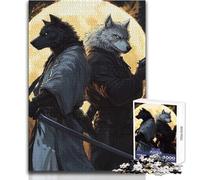 Puzzle da 1000 pezzi per adolescenti, Lupo, Samurai e Pistolero, perfetti per serate rilassanti, giocattolo da gioco con taglio di precisione, dimensioni 38x26cm