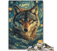 Puzzle da 1000 pezzi per adolescenti Lupo sotto il cielo notturno Giocattolo educativo intellettuale decomprimente Ottimi regali e giocattoli 50x75cm