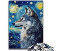 Puzzle da 1000 pezzi per adolescenti Lupo sotto il cielo notturno per età 14+ Gioco rompicapo Il miglior regalo per adulti e adolescenti 26x38cm
