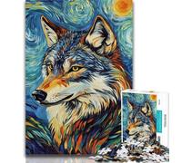 Puzzle da 1000 pezzi per adolescenti Lupo sotto il cielo notturno, puzzle da 1000 pezzi per adulti e adolescenti, giochi educativi, decorazione per la casa, collezione di artisti, belle arti, 50x75cm