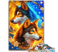 Puzzle da 1000 pezzi per adolescenti Lupo sotto la luna per 14+ Gioco di sfida unico Giochi per famiglie Regali di compleanno di Natale 50x75cm