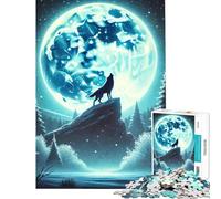 Puzzle da 1000 pezzi per adolescenti Lupo Ululante Luna ideale per compleanni e Natale Gioco difficile per famiglie adatto a ragazzi dai 14 anni in su (50x75cm)