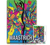 Puzzle da 1000 pezzi per adolescenti Maastricht Paesi Bassi Pop Art Mappa della città Gioco impegnativo Giocattoli Decorazione artistica per la casa Regali di Babbo Natale segreto Dimensioni 38x26cm