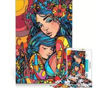 Puzzle da 1000 pezzi per adolescenti madre e figlio in un abbraccio floreale gioco rilassante antistress intellettuale compleanno 50x75cm
