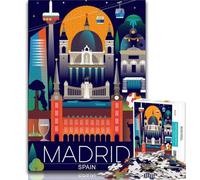 Puzzle da 1000 pezzi per adolescenti Madrid Spagna Viaggi Arte, giochi educativi Decorazione per la casa Regalo di compleanno, regali, arte murale (75x50cm)