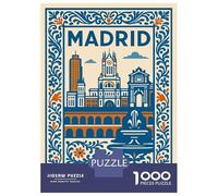 Puzzle Da 1000 Pezzi Per Adolescenti Madrid Vintage Travel Puzzle Per Adolescenti Gioco Pratico Decorazione Perfetta Per È Ideale Come Regalo 38x26cm/1000pcs
