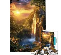 Puzzle da 1000 pezzi per adolescenti: Maestosa cascata al tramonto puzzle per adulti gioco interattivo decorazione da parete compleanno e Natale (dimensioni 38x26cm)