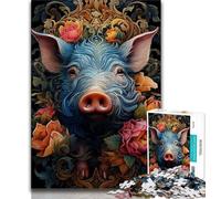 Puzzle da 1000 pezzi per adolescenti "Maiali tra i fiori" 1000 pezzi per adulti gioco a quiz decorazione da parete regali unici per compleanno e Natale 75x50cm