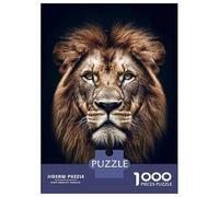 Puzzle Da 1000 Pezzi Per Adolescenti Majestic Lion Portrait on Black Background Puzzle Per Adulti Giocattolo Decorazione Da Parete Per Divertimento in Famiglia Gioco Stimolante Regali 38x26cm/1000pcs