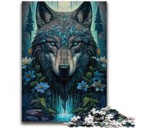 Puzzle da 1000 pezzi per adolescenti Mandala Lupo nella giungla Difficile da completare ma divertente e umoristico Regalo di compleanno, regali, arte murale 38x26cm