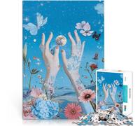 Puzzle da 1000 pezzi per adolescenti Mani che tendono verso la luna Divertimento in famiglia Lista dei desideri con Babbo Natale 52x38cm