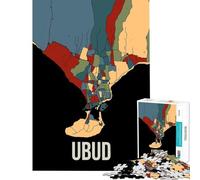 Puzzle da 1000 pezzi per adolescenti mappa della città di Bali Indonesia tonalità della terra per giochi educativi giocattoli regali educativi compleanno divertimento in famiglia (dimensioni 38x26cm)