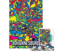 Puzzle da 1000 pezzi per adolescenti mappa della città di Johannesburg in stile pop art gioco interattivo educativo regalo di compleanno difficile (dimensioni 38x52cm)