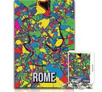 Puzzle da 1000 pezzi per adolescenti, mappa della città di Roma in stile pop art, divertimento in famiglia, serata di giochi, analisi e logica, regalo di compleanno, dimensioni 38x52cm