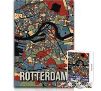 Puzzle da 1000 pezzi per adolescenti Mappa della città di Rotterdam Arte Gioco di sfida unico ma divertente e umoristico Regalo di compleanno Dimensioni 50x75cm