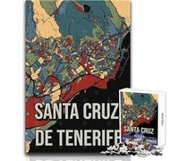 Puzzle da 1000 pezzi per adolescenti, mappa della città vintage di Santa Cruz de Tenerife, rompicapo per famiglie, taglio di precisione, regalo di compleanno, dimensioni 50x75cm